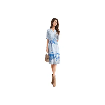 Mapping Short-Sleeved Dresses Women's Blue