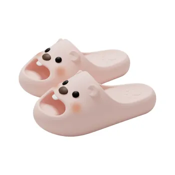 Warm Edge Cartoon Women's Summer Platform Cute Grumpy Bear Home Indoor Soft Sole Girlish Heart Slippers