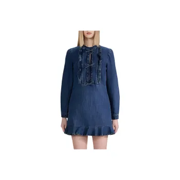 Self portrait Long Sleeved Dresses Women's Denim Blue
