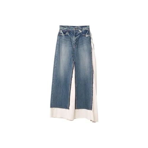 Maison Mihara Yasuhiro Logo Patch Layered Denim Skirt