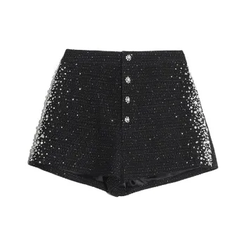 TCH Casual Shorts Women's Black With Silver Logo