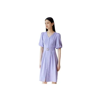 TKY SHOP Short Sleeved Dress Women's Violet