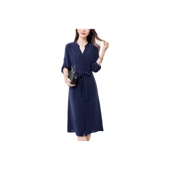 To The West Long Sleeved Dresses Women's Navy Blue