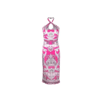 VERSACE Barocco print Cut out Midi Dress