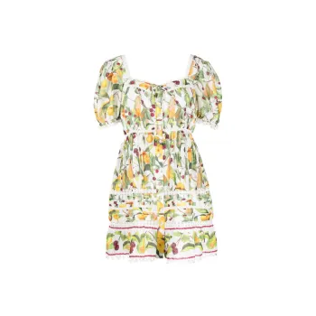Farm Rio Orchard Floral-print Mini Dress