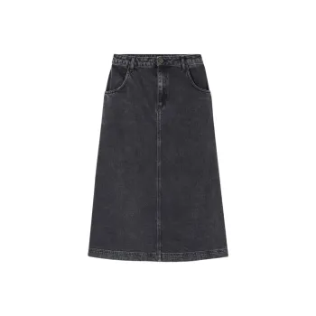 AMERICAN VINTAGE A.M FW24 JUPE FEMME YOPDAY Denim Long Skirts Women's Black Pepper