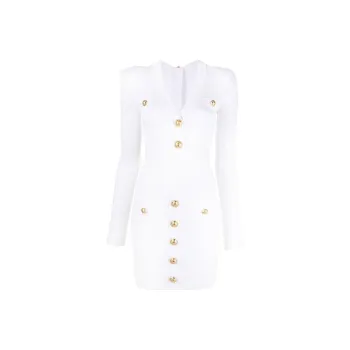 BALMAIN Long-Sleeved Dresses Women's White