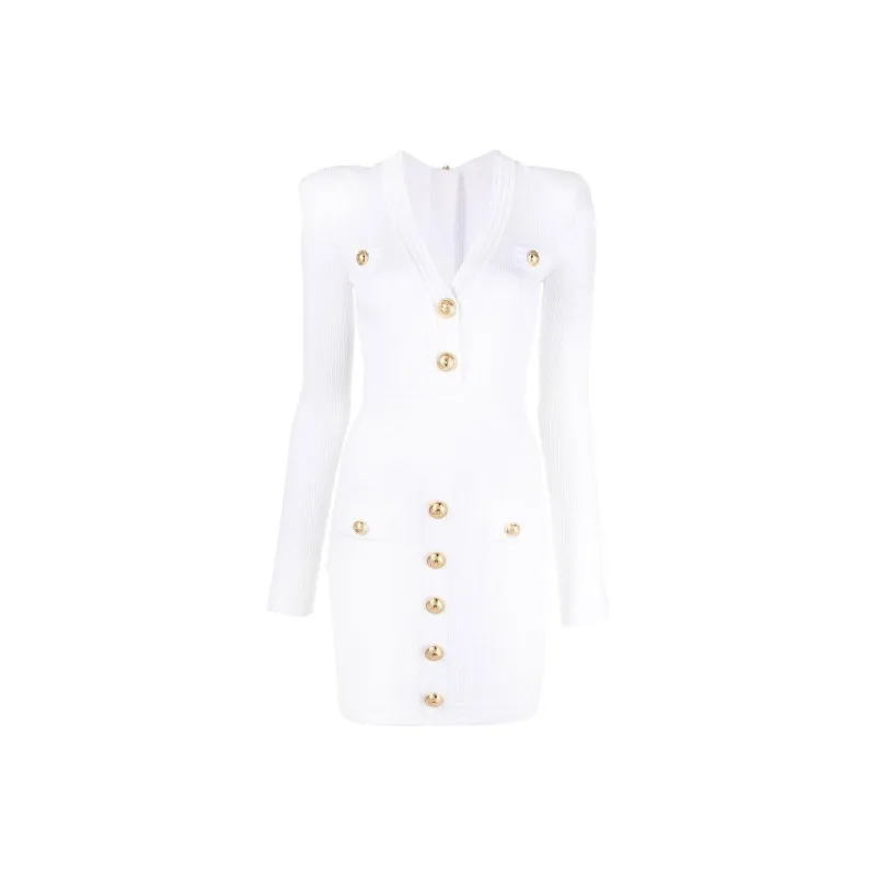 BALMAIN Long-Sleeved Dresses Women's White-0
