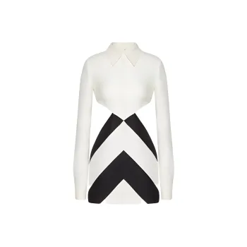 Valentino Long-Sleeved Dresses Women's Black White