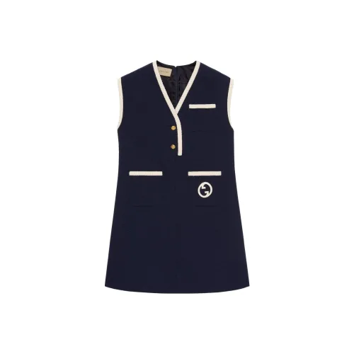 GUCCI Sleeveless Dresses Women's Dark Blue