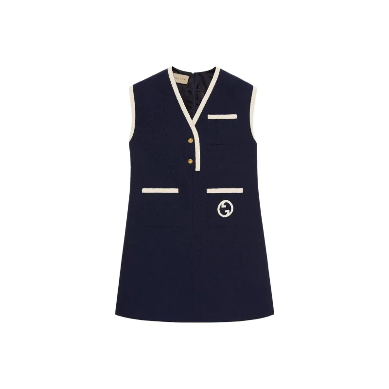 GUCCI Sleeveless Dress Women's Dark Blue-0