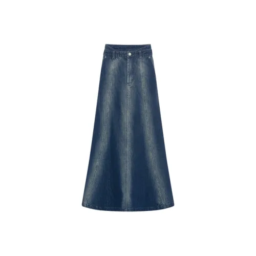 MEIYANG Denim Long Skirts Women's Blue