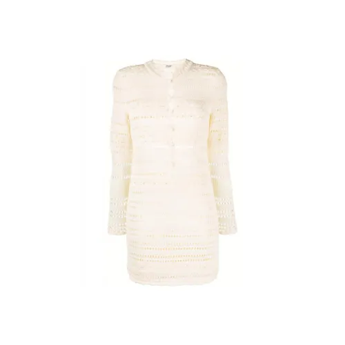 SAINT LAURENT FW21 Long Sleeved Dresses Women's White