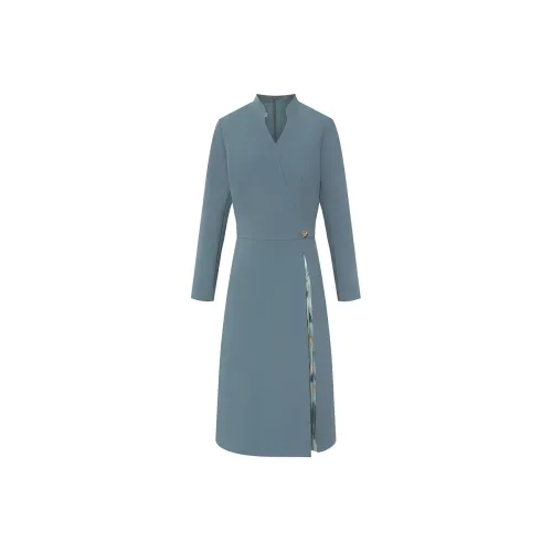 BBLLUUEE Long Sleeved Dress Women's Teal Green