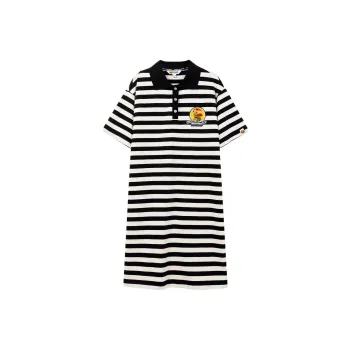 B.Duck Short Sleeved Dresses Women's Black White Stripes