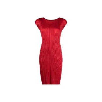 PLEATS PLEASE ISSEY MIYAKE Plissé effect Round neck Dress