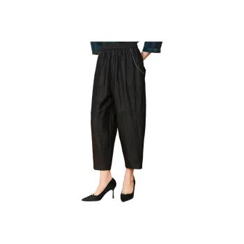 Yi Mengyuan Silk Casual Pants Women's Black