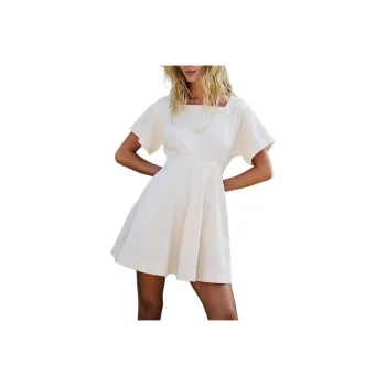 FREE PEOPLE Breezy Chic Mini Short-Sleeved Dresses Women's Wet Plaster