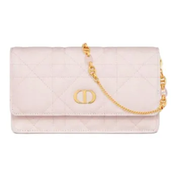 DIOR Caro Denim Shoulder Bag Women's Pink