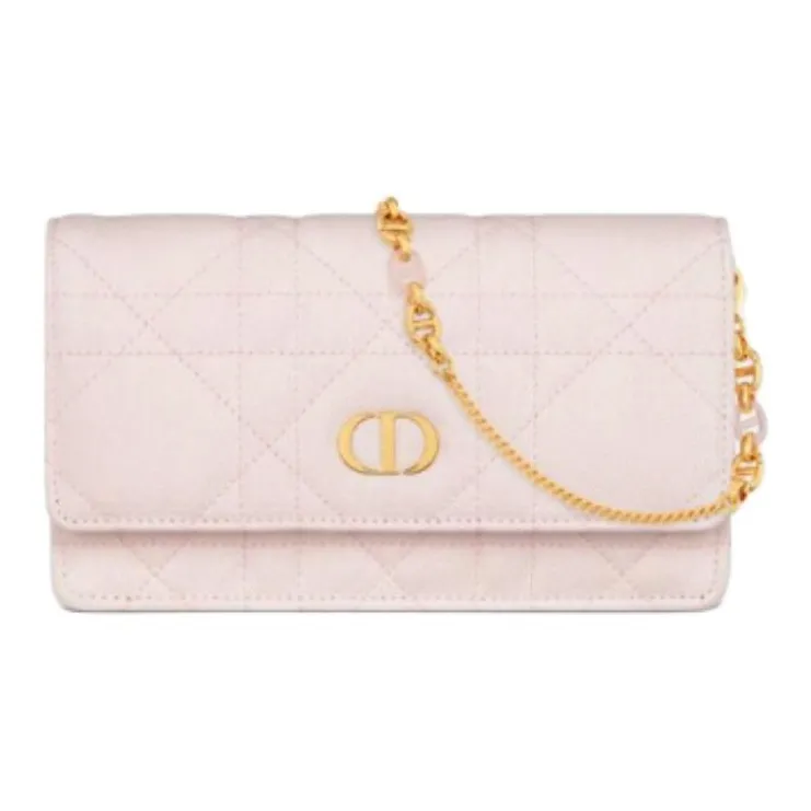 DIOR Caro Denim Shoulder Bag Women's Pink-0