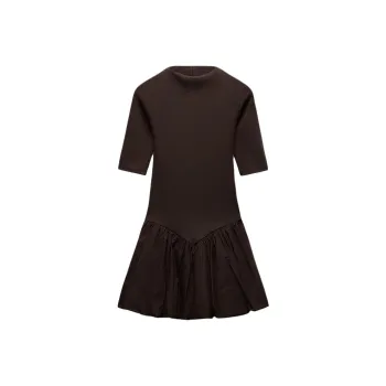 ZARA Short-Sleeved Dresses Women's Dark Brown