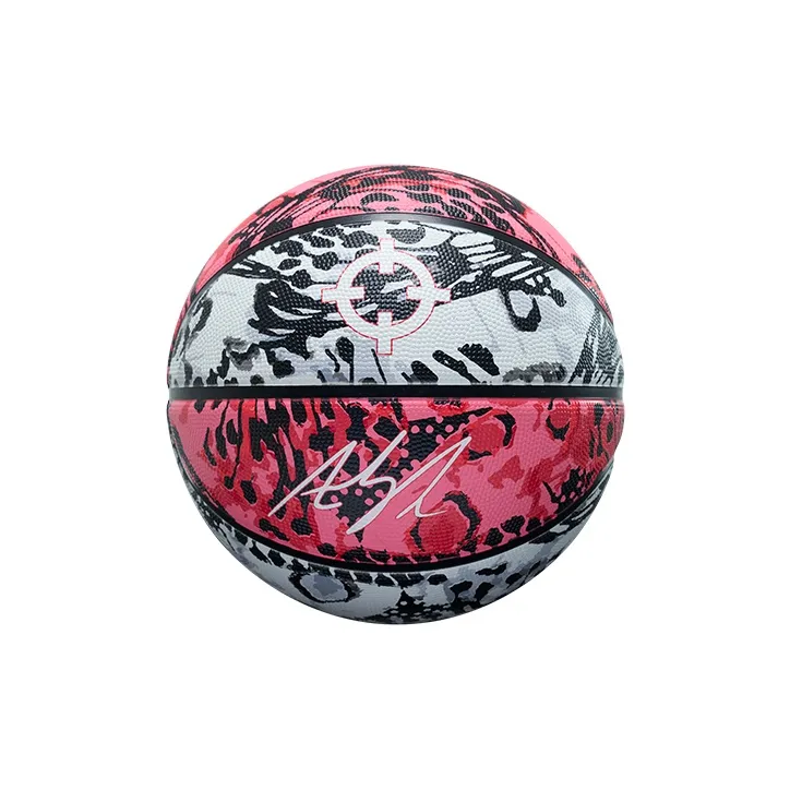 RIGORER Rubber Basketball White Pink Size 7 Ball Training Competition-1