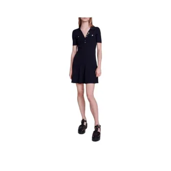 Maje Spread-collar Ribbed Minidress