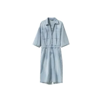AMII Short Sleeved Dress Women's Light Denim Blue