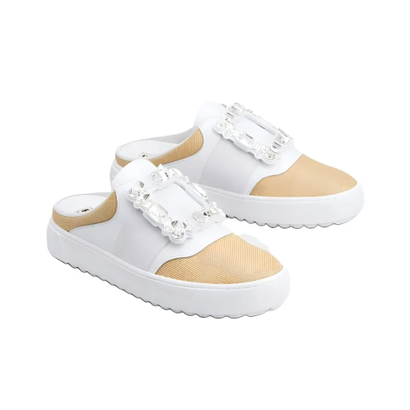 Roger Vivier Very Vivier Wrap toe Slippers Women's White Yellow-1