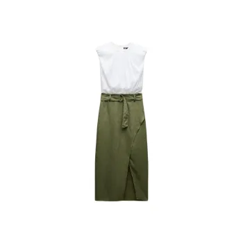 ZARA Short-Sleeved Dresses Women's Green