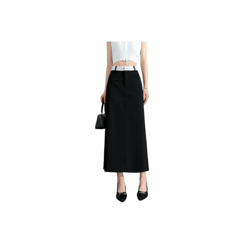Silly Denim Long Skirt Women's Black-0
