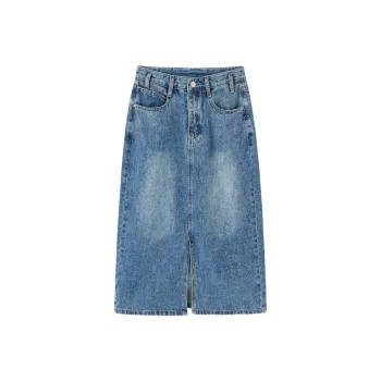SMEN Denim Long Skirts Women's Denim Blue