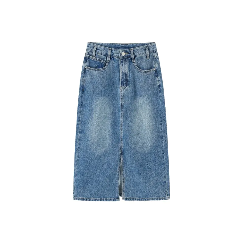 SMEN Denim Long Skirts Women's Denim Blue-0