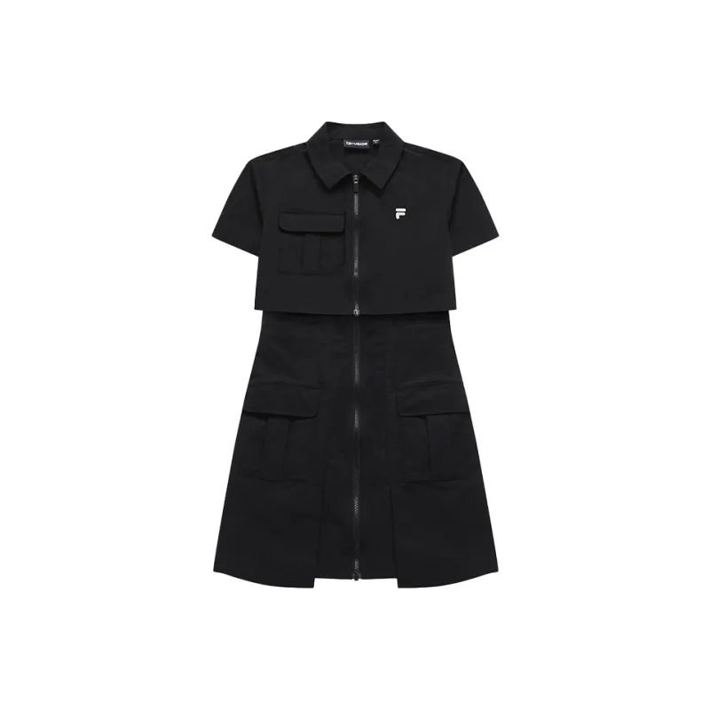 FILA FUSION Short Sleeved Dress Women's Two Piece Set-0