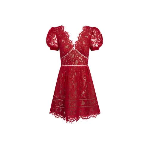 Self portrait SS21 Short Sleeved Dresses Women's Red