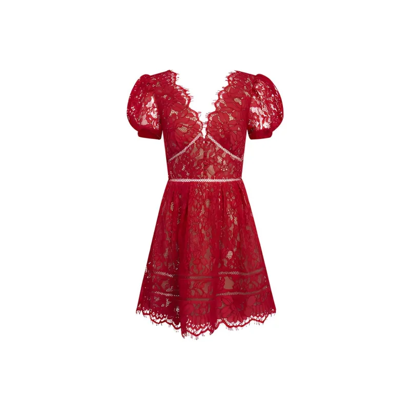 Self portrait SS21 Short Sleeved Dresses Women's Red-0