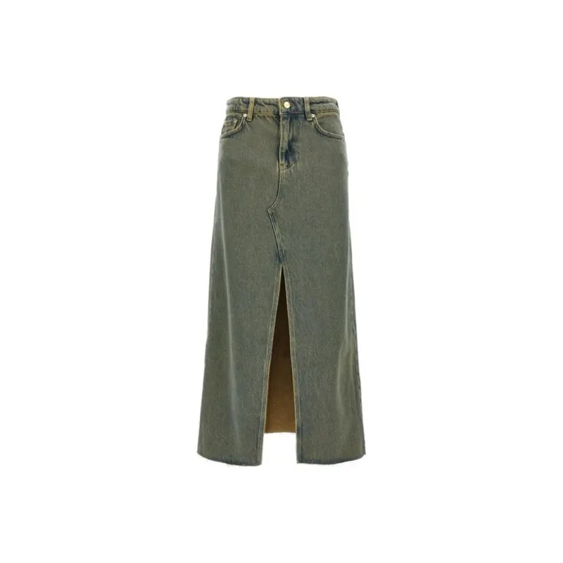 GANNI Overdyed Heavy Denim Maxi Skirt-0