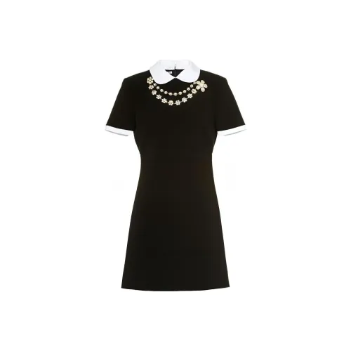 MIU MIU Short-Sleeved Raffiaes Women's Black