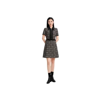 Blood Glitter Short-Sleeved Dresses Women's Black Floral