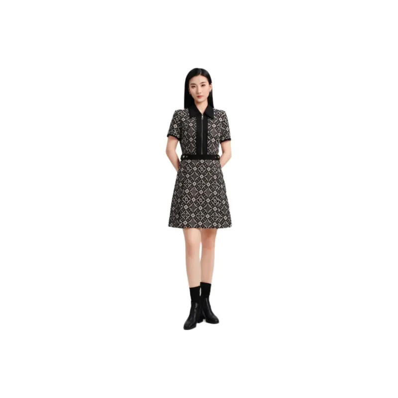 Blood Glitter Short-Sleeved Dresses Women's Black Floral-0