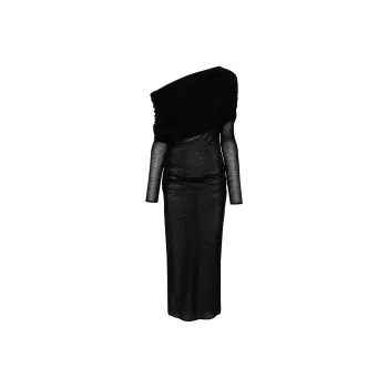 SAINT LAURENT Cowl Neck Fine-knit Maxi Dress