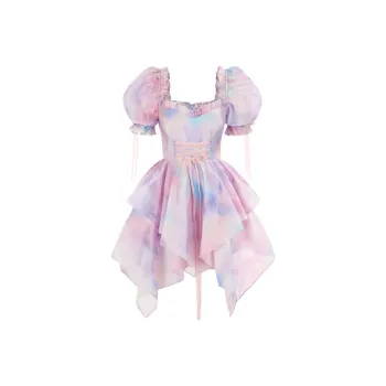Selkie Collection SS24 Short Sleeved Dresses Women's Tie Dye Rainbow Print