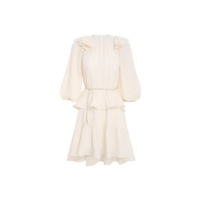 Zimmermann Long-Sleeved Dresses Women's Pearl White-0