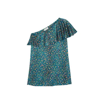 SAINT LAURENT One-Shoulder Ruffled Mini Dress
