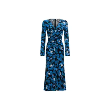 DVF Diane Von Furstenberg SS24 Long Sleeved Dresses Women's Sapphire Blue