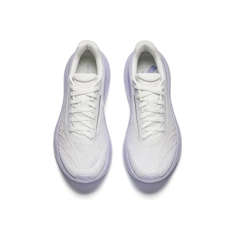 Anta Rebound Height Increase Lightweight Breathable Low Top Training Racing Running Shoes Women's White Purple-2