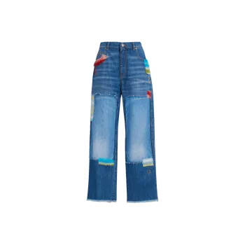 MARNI Denim-patchwork Straight-leg Jeans