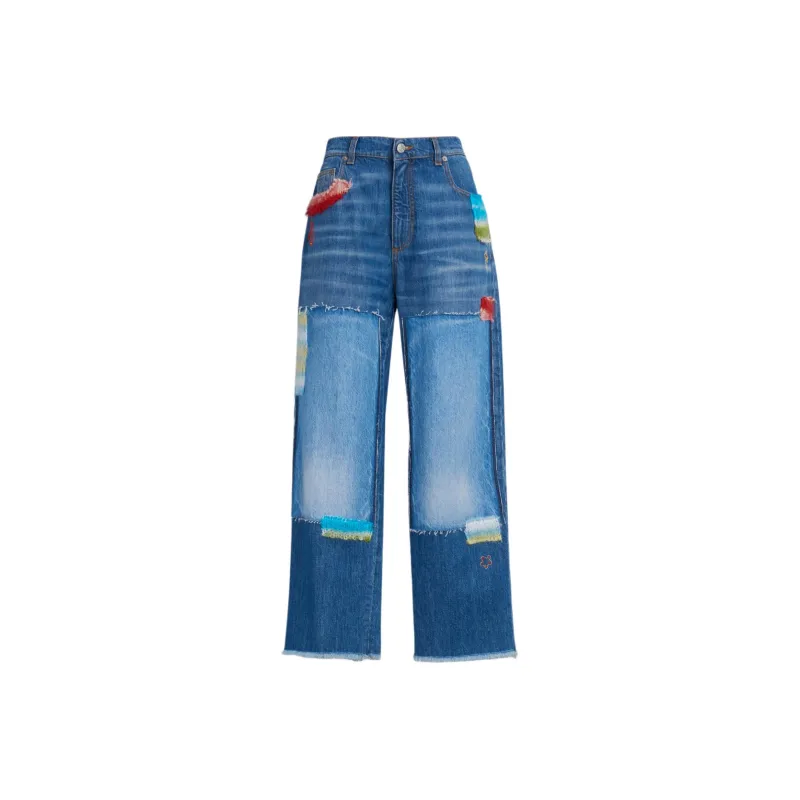 MARNI Denim-patchwork Straight-leg Jeans-0
