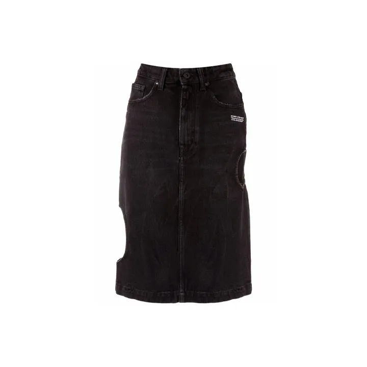 OFF-WHITE SS21 Denim Long Skirts Women's Black-0