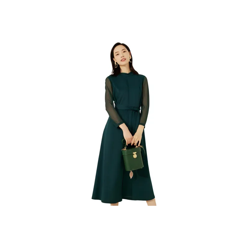 BBLLUUEE Long Sleeved Dress Women's Turquoise-0